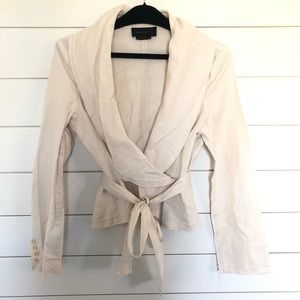 BCBGMaxAzria Natural Linen Christian Wrap Jacket